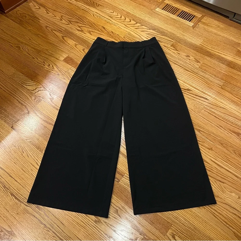 ALO Yoga High Waist Dreamscape Wide Leg Trouser Pants Black Size Large